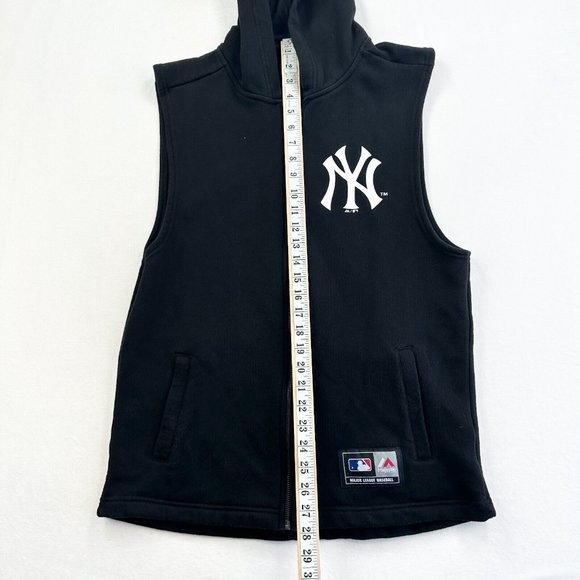 New York Yankees Jumper Mens Medium M Black MLB Full Zip Hooded Sleeveless Adult - Picture 7 of 11